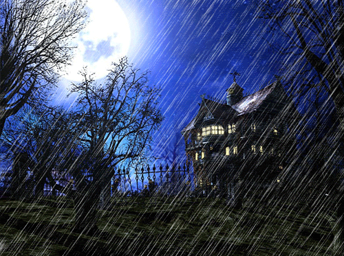 house with rain